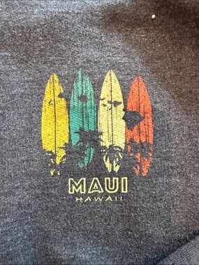 Maui Hawaii Surfboard hooded sweatshirt adult size small charcoal gray